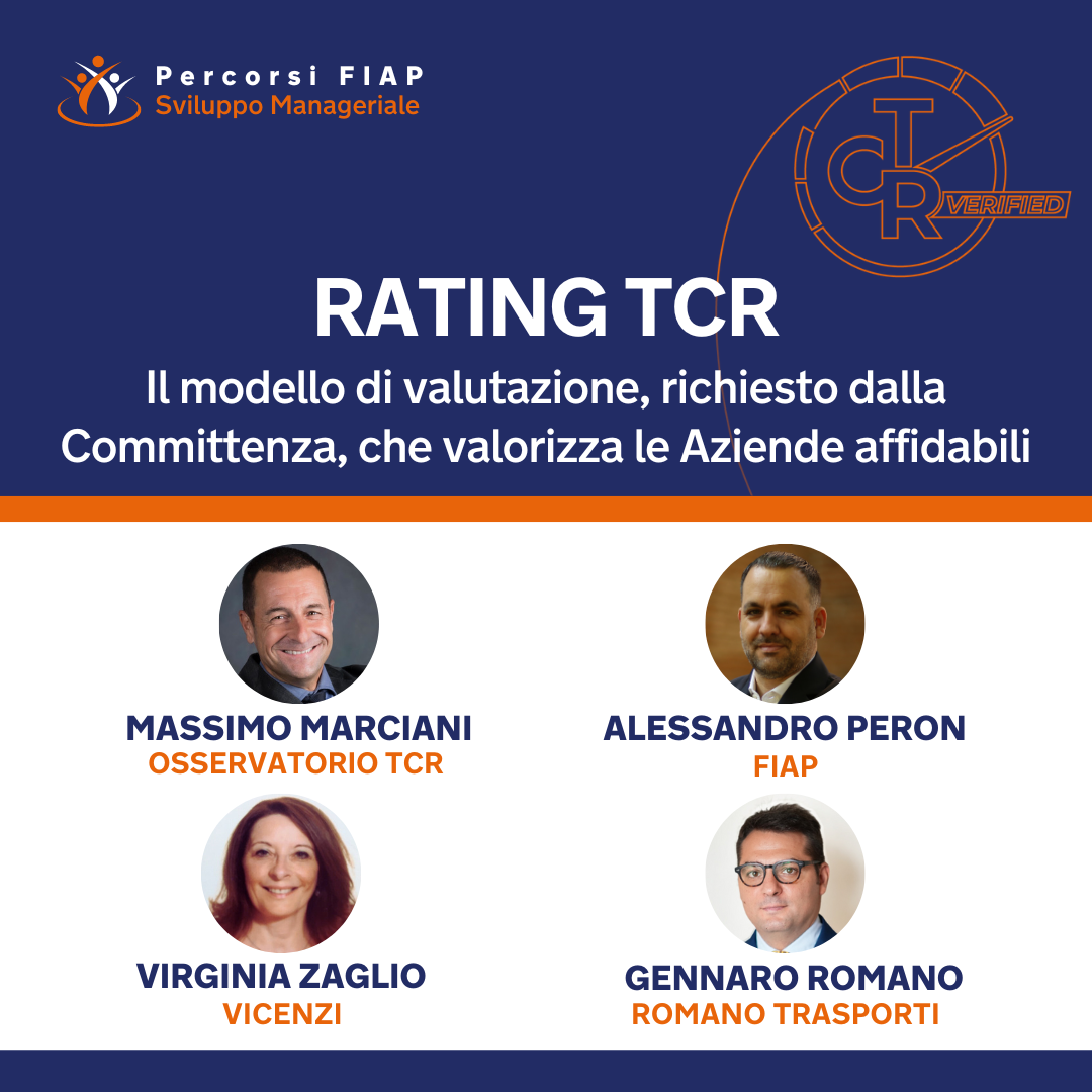 Corso Corso online - RATING TCR: il modello di valutazione richiesto dalla Committenza che valorizza le aziende affidabili.